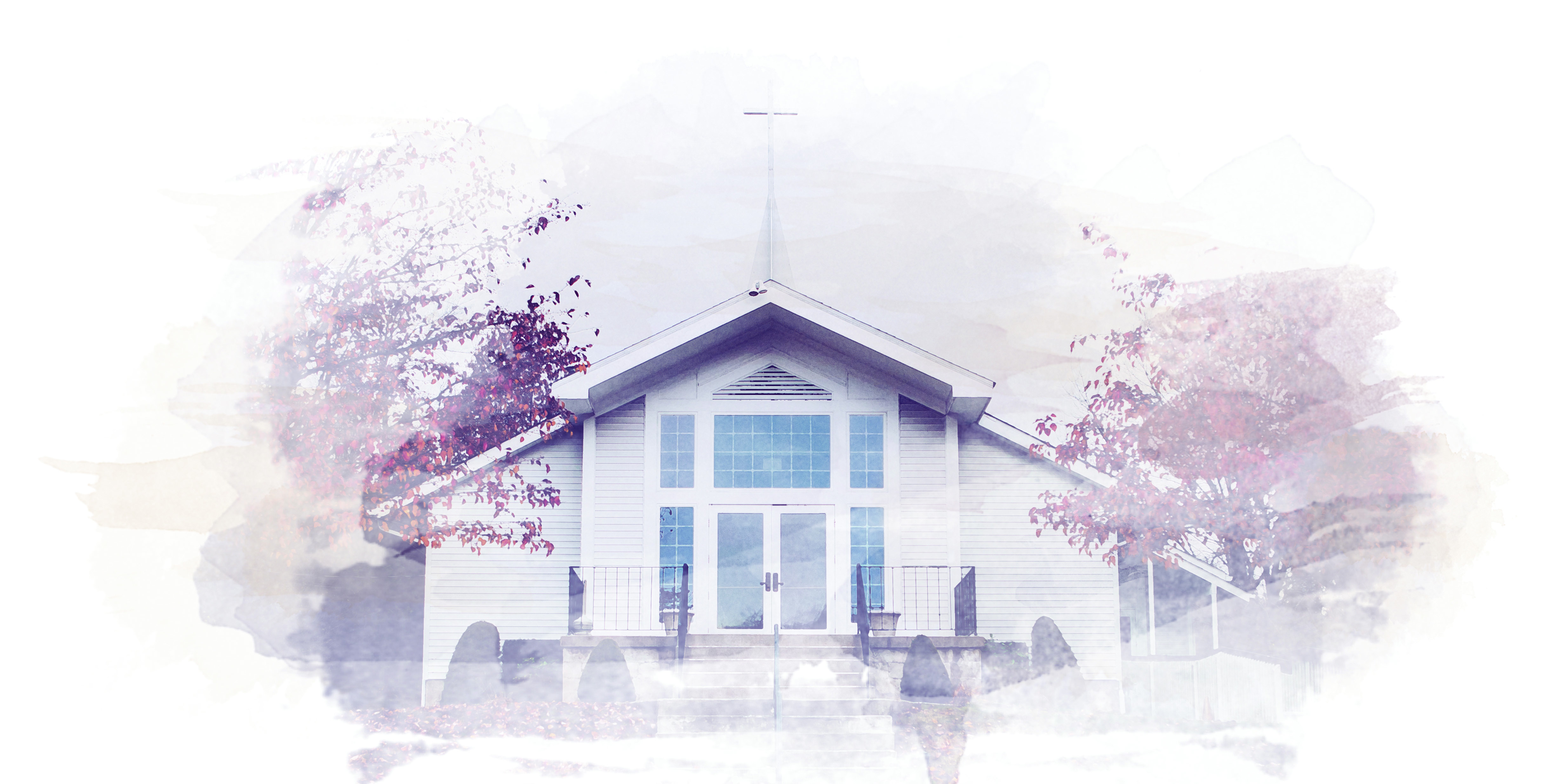 Watercolor painting of a church steeple